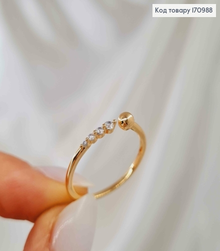 Перстень тоненький з Камінцями, Xuping 18К 170988 фото 3