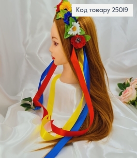 Обруч пластик, Квіти різнокольорові, зі стрічками  Україна 25019 фото