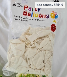 Воздушные шары латексные, БЕЛЫЕ, 12'' UOU, 100шт/уп 575419 фото