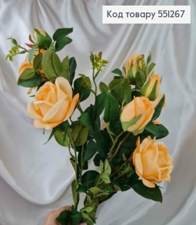 Композиція "Гілочка з ПЕРСИКОВИМИ  трояндами" висотою 55см (дуже гарні, як  живі) 551267 фото