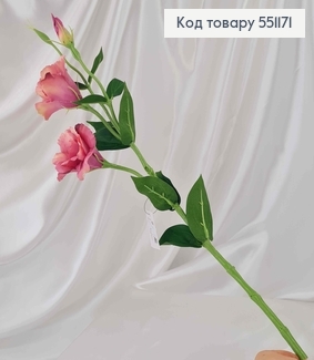 Штучна квітка Еустоми, ФІОЛЕТОВА, 2 квітки + 1 бутон, на металевому стержні, 66см 551171 фото