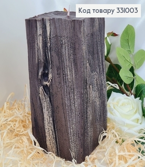 Свічка  декоративна Artman імітація дерева сосна 10х10х19см  1,3кг  210год, ручна робота фото
