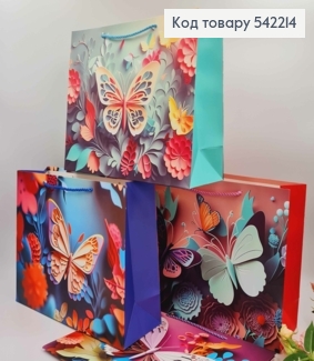 Пакет бумажный, "Тектурные бабочки" в ассорт. 32*25*11см 542214 фото