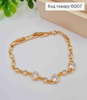 Браслет з Блискучими камінцями,  довжина 16,5+2см, Xuping 18K 151207 фото