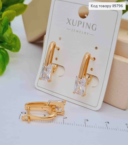 Сережки з Блискучим каменем, розмір 1,9см, англійська застібка, Xuping 18K 119796 фото 2