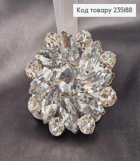 Брошка метал Квітка срібло з камінцями 5,5х5,5см 235188 фото