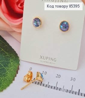 Серьги гвоздики Сваровски, с камнями фиолетовых оттенков, 0,5см. Xuping 18K 115395 фото