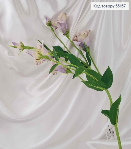 Штучна квітка Еустоми, СІРО-ФІОЛЕТОВА, 4 квітки + 3 бутони, на металевому стержні, 82см 551157 фото 2