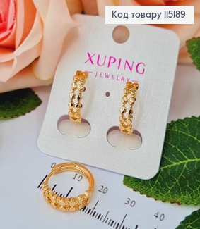 Серьги кольца, с круглыми пластинками, шир.0,5 см, диам. 1,5см Xuping 18K 115189 фото