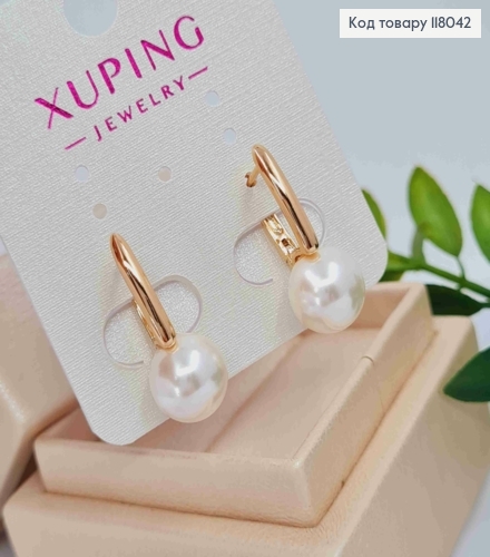 Сережки з Перлинкою, 2,4см, англійська застібка, Xuping 18K 118042 фото 2