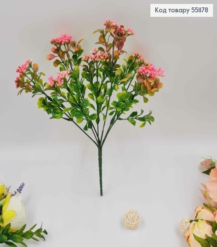 Искусственный цветок каланхоэ Розовая, пластик, из 7 веточек на металлическом стержне, 30см 551178 фото 1