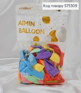 Повітряні кулі латексні 12'' Aimin Ballon Кольорові Матові (30см), 100шт/уп 575309 фото