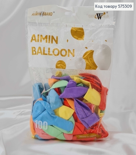 Воздушные шары латексные 12'' Aimin Ballon Цветные Матовые (30см), 100шт/уп 575309 фото 1