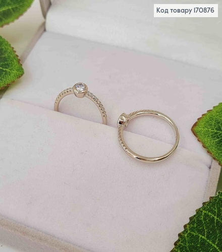 Перстень родований, з круглим камінчиком в оправі, з камінцями Xuping  170876 фото 1