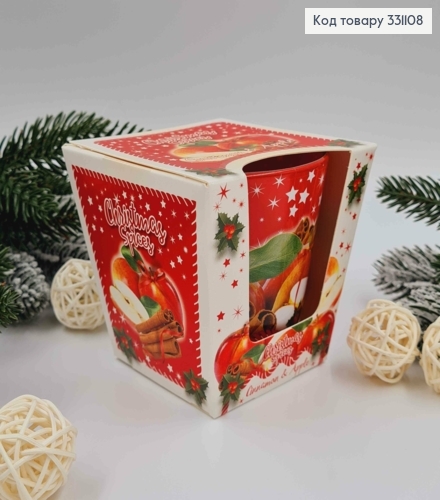Аромасвічка стакан   Christmas Spices, CINAMON & APPLE 115г/ 30год., Польща 331108 фото 1