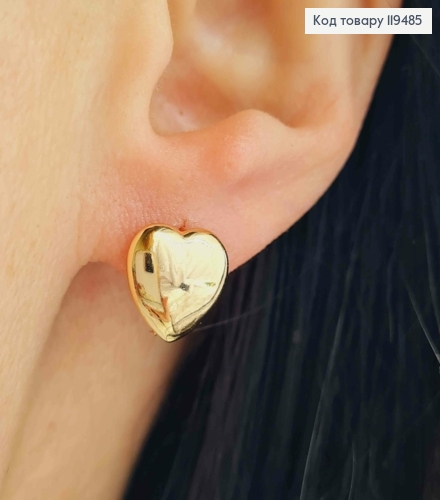 Сережки кільця "Сердечка", 1см, Xuping 18К 119485 фото 1
