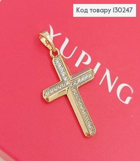 Хрестик 1,8 х2,5см з камінцями медзолото Xuping 18K 130247 фото