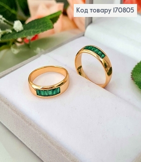 Перстень, 6мм, "Рядочок зелених камінців", Xuping 18K 170805 фото