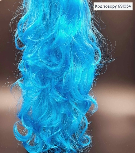 Парик карнавальный, синего цвета, волнистый из искусственного волокна, длина 55см. 691054 фото 2