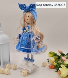 Лялька ДІВЧИНКА,"Солоха білявка" в блакитній сукні, висота 32см, ручна робота, Україна 333003 фото