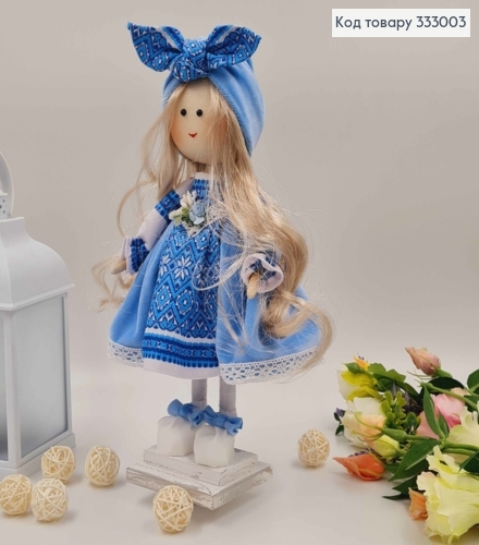 Лялька ДІВЧИНКА,"Солоха білявка" в блакитній сукні, висота 32см, ручна робота, Україна 333003 фото 1