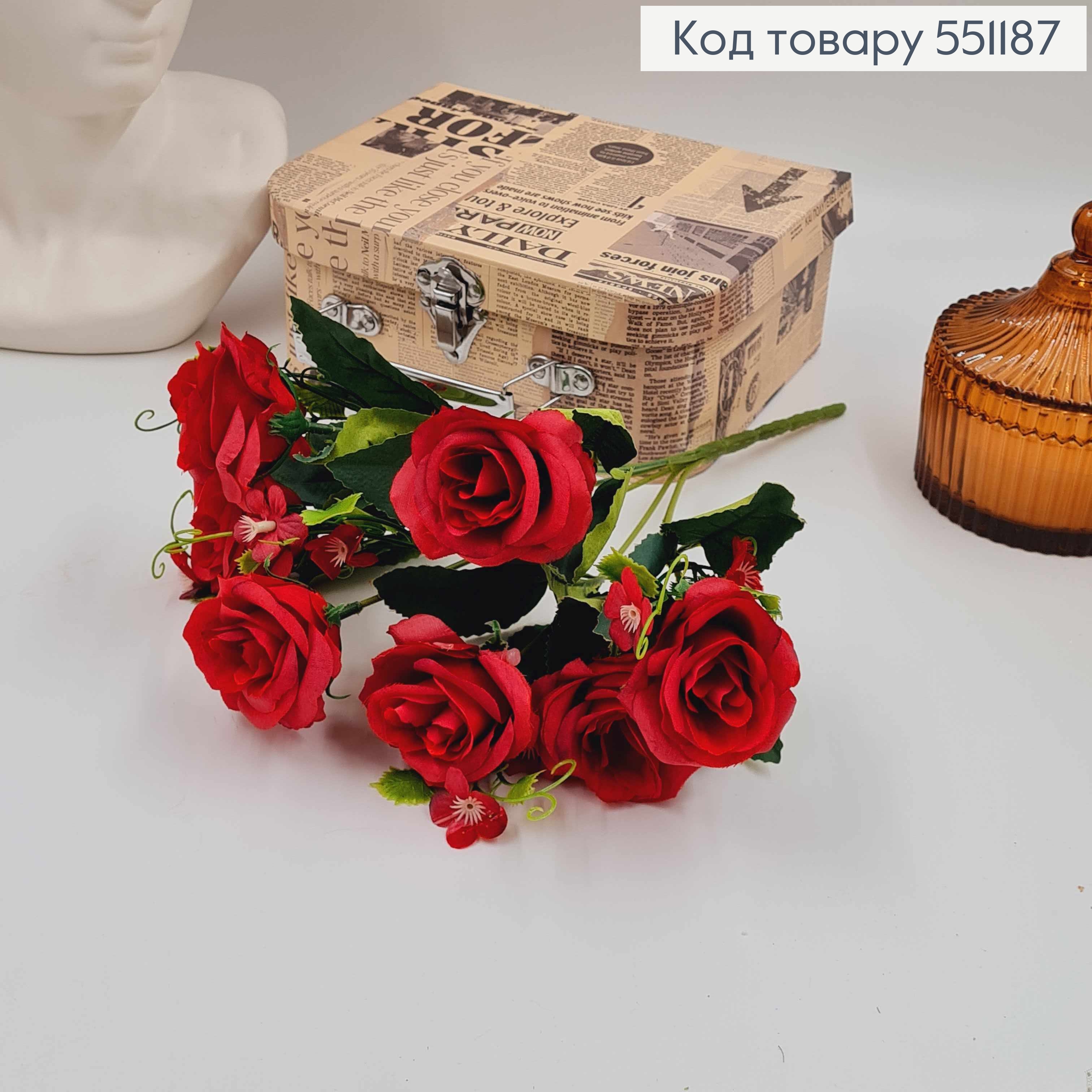 Композиція "Букет БОРДОВІ троянди 7голівок ", висота 32см 551187 фото 2