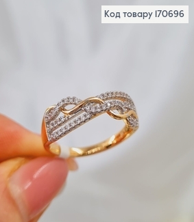Перстень "Потрійний з Переплетенням" з родованими камінцями Xuping 18K 170696 фото