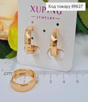 Сережки кільця Класичні, ширина 5мм, діаметр 1,5см, Xuping 18К 119627 фото