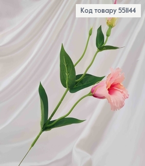 Штучна квітка, гілочка Еустоми, світло-рожевого кольору, на металевому стержні, 47см 551144 фото