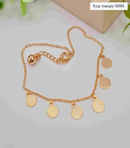 Браслет на ногу с подвесками "Цветочки", длина 23+3см, Xuping 18K 151196 фото 1