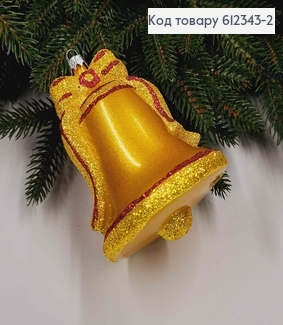 Новогодняя фигура КОЛОКОЛЬЧИК, ЗОЛОТО +красно золотой ободок, размер 11*9см, Украина 612343-2 фото
