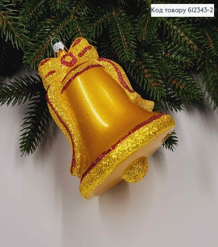 Новогодняя фигура КОЛОКОЛЬЧИК, ЗОЛОТО +красно золотой ободок, размер 11*9см, Украина 612343-2 фото 1
