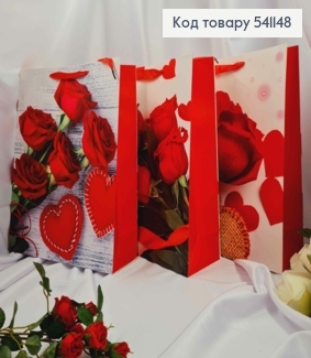 Пакет паперовий, "Червоні Троянди, в асорт. 40*31*12см 541148 фото