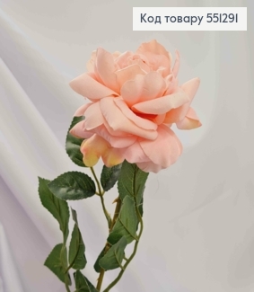 Искусственный цветок нежно Розовая роза 10см, бархатная, на металлическом стержне, высотой 62см 551291 фото