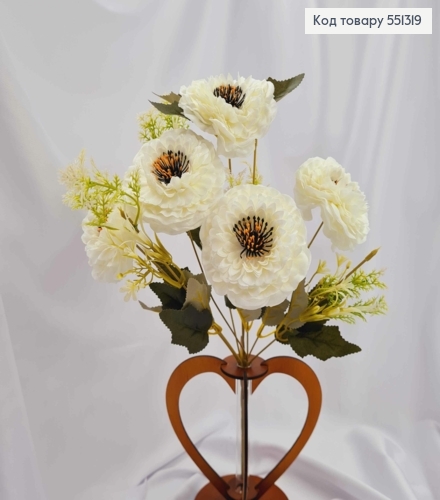 Искусственная композиция Майоры, цвет Айворы, 5 цветочков, высота 40см 551319 фото 2