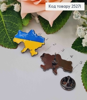 Брошка метал, Україна, синьо-жовта 2,5см 25271 фото
