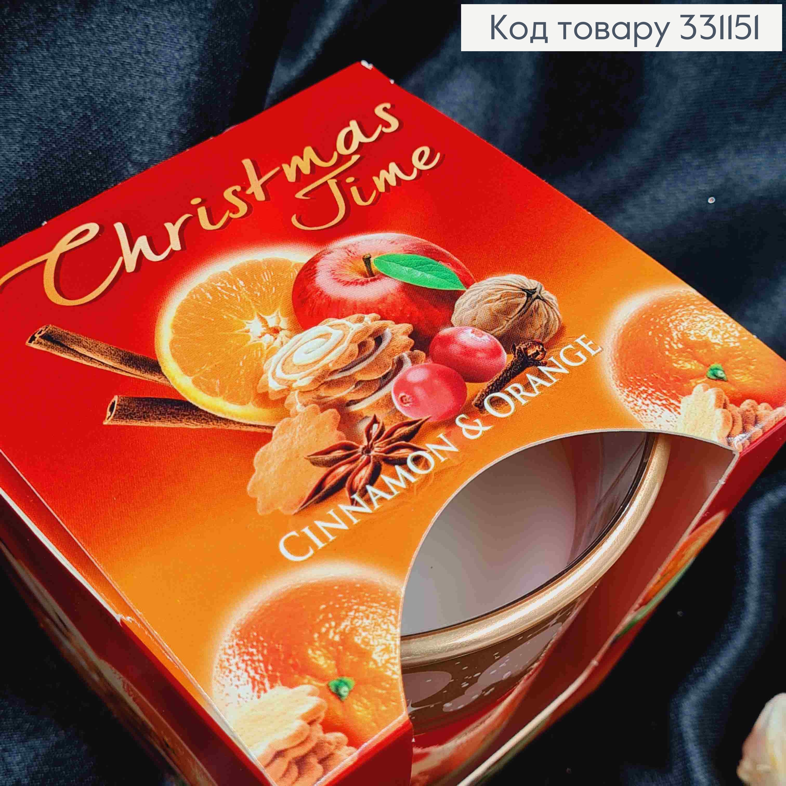 Аромасвічка стакан ''CINNAMON & ORANGE", Christmas Time, 115г/ 30год., BARTEK CANDLES, Poland 331151 фото 2