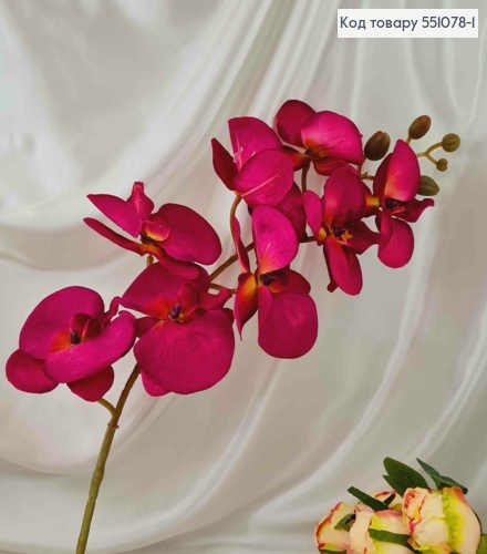 Штучна квітка орхідеї, РОЖЕВО-ВИШНЕВА на металевому стержні 95см 551078-1 фото 1