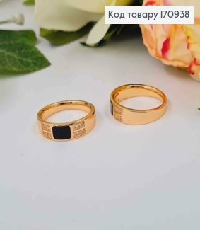Перстень, з чорною емалкою та камінчиками, Xuping 18K 170938 фото