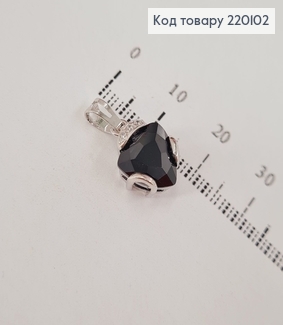 Кулон Серце з чорним з камнем 1,2см  родоване  Xuping  220102 фото