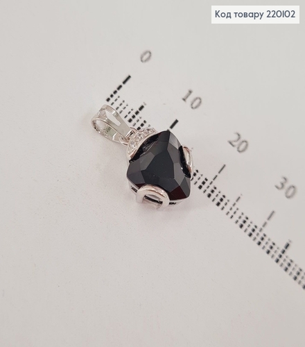 Кулон Сердце с черным с камнем 1,2см родованное Xuping 220102 фото 1