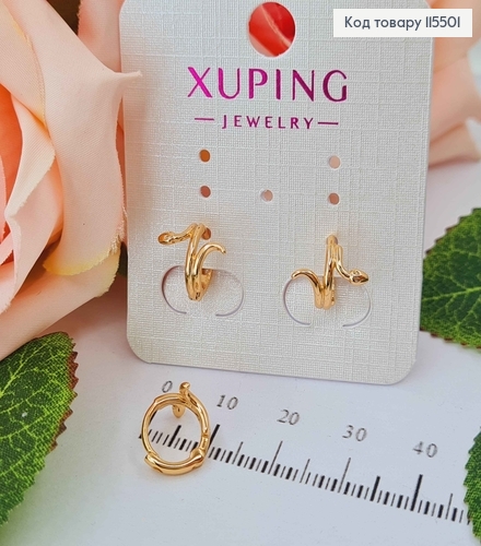 Серьги кольца 1см, МаЛЕНТКАЯ змейка, Xuping 18K 115501 фото 2