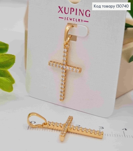 Хрестик прикрашений Блискучими камінцями, розмір 2,5*1,6см,  Xuping 18K 130740 фото 1