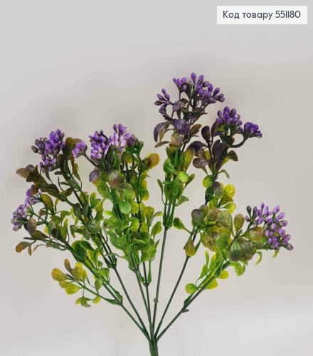 Штучна квітка каланхоє Фіолетовий, пластик, з 7 гілочок на металевому стержні, 30см 551180 фото 1