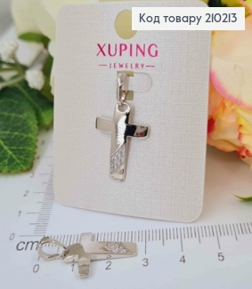 Крестик родованный, с камешками, 2*1,5см, Xuping 210213 фото
