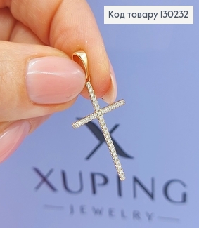 Крестик 1,5х2,6см и камнями  медзолото Xuping 18K 130232 фото