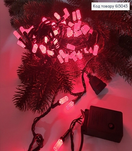 Гірлянда лампочка- циліндр  чорний дріт  9 м 100 LED червона 613043 фото 1