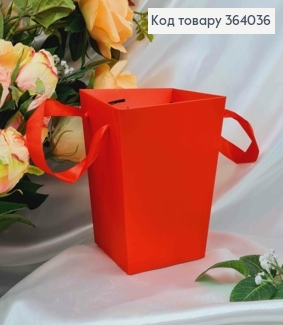 Набір Сумочок флористичних, 12шт. Червоного кольору,  картонна складна, з атласними ручками, 12*15см 364036 фото