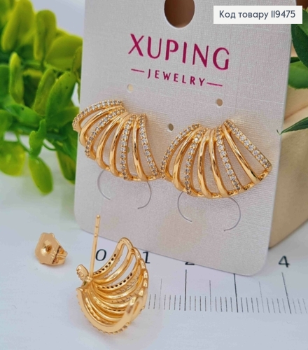 Серьги гвозди украшены Блестящими камешками, 1,3*2,3см, Xuping 18К 119475 фото 2