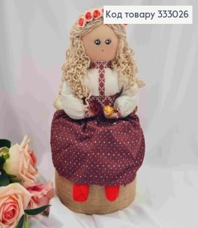 Коробка подарочная (17*13см), КУКЛА (21см) (Украиночка с Красным цветком), ручная работа, Украина. 333026 фото